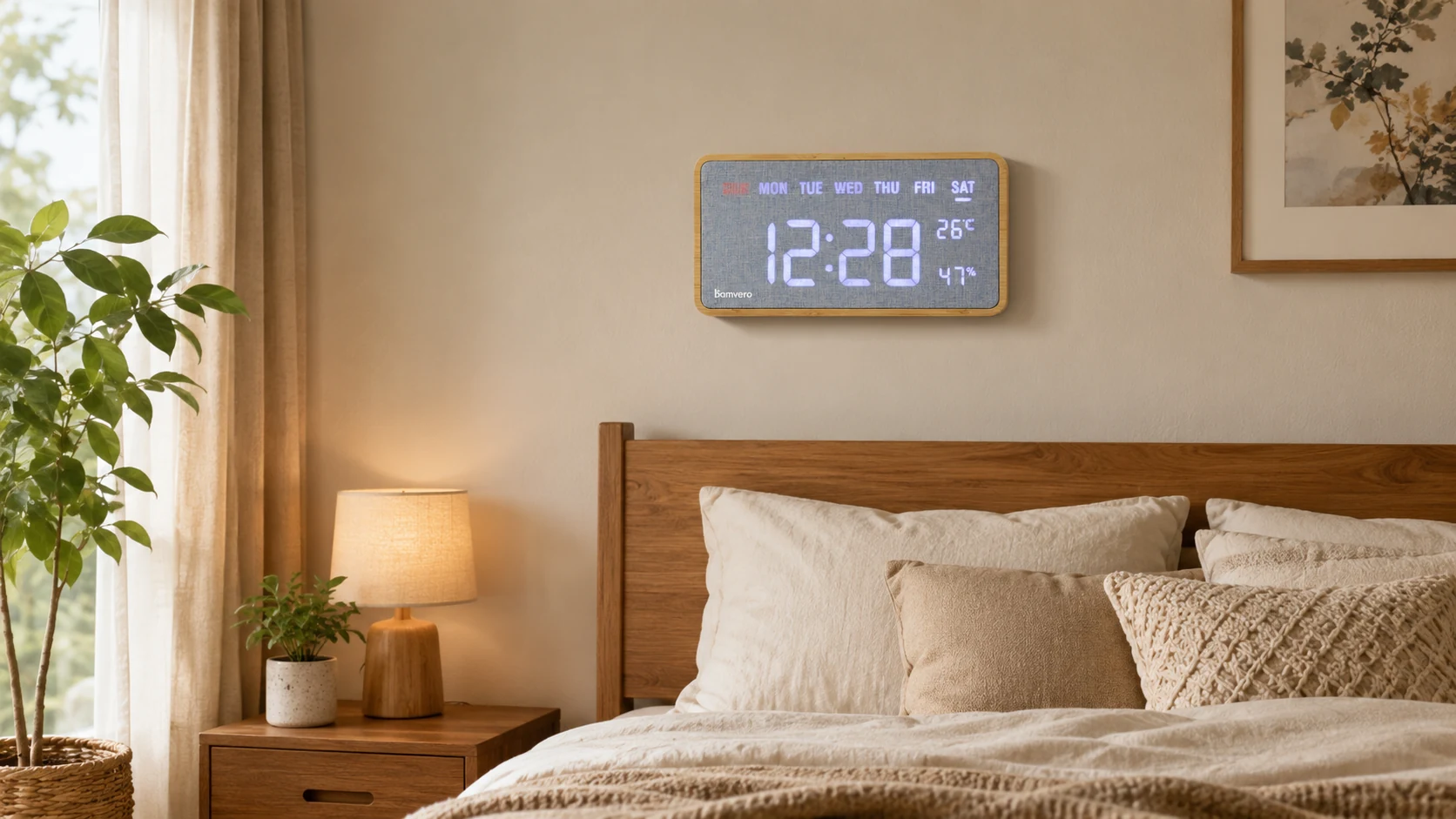 G290 rectangular bamboo wall clock